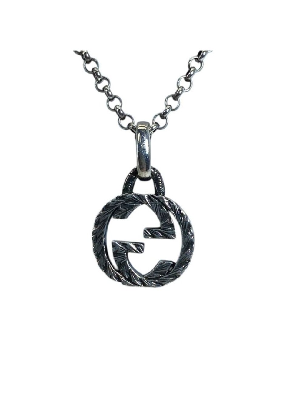 Gucci Arabesque Interlocking Necklace Pendant GG Logo Star Ring Silver Classic - Picture 2 of 11